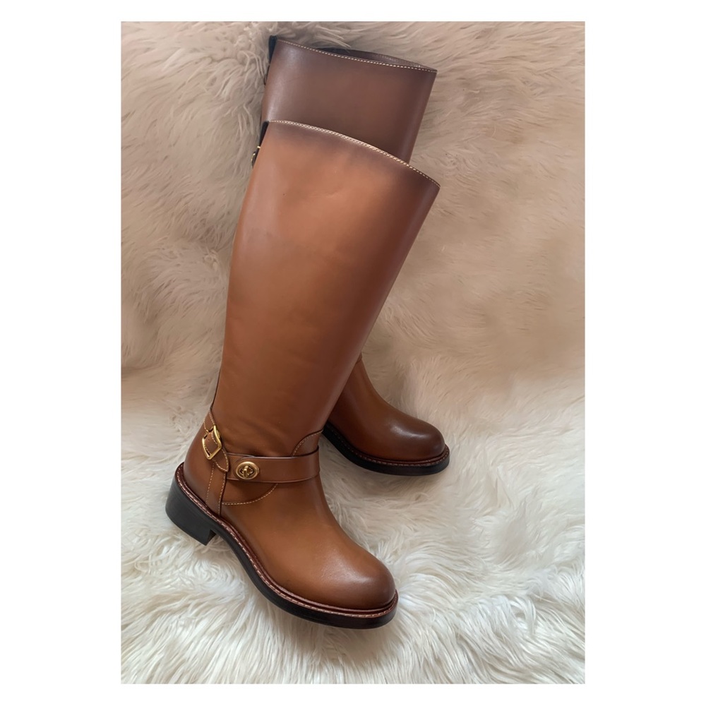 New! COACH Sutton Leather Charm Riding Boots - Picture 3 of 12
